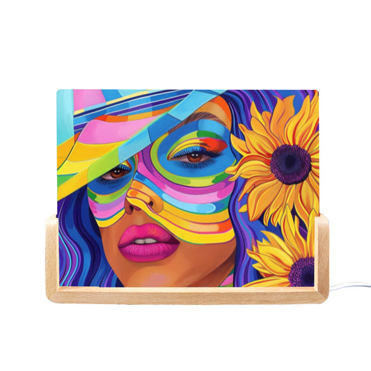 Acrylic Photo Night Light - Velvet's View - A Vibrant Digital Art Collection - 8"x6"(U-Shaped Beech Base)