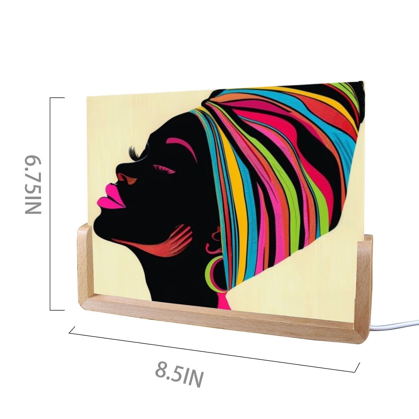 Radiant Expressions: The Bold Faces Collection - Acrylic Photo Night Light 8"x6"(U-Shaped Beech Base) - #2014
