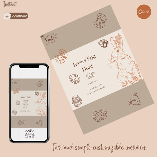 Easter Egg Hunt Invitation, Bunny Invitation, Easter Invitation, Easter Egg Editable Template - Printable - #2013
