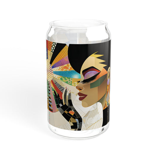 Sipper Glass - Black Girl Art - Velvet's View - Vibrant Visions - The Bohemian Collection - 16oz