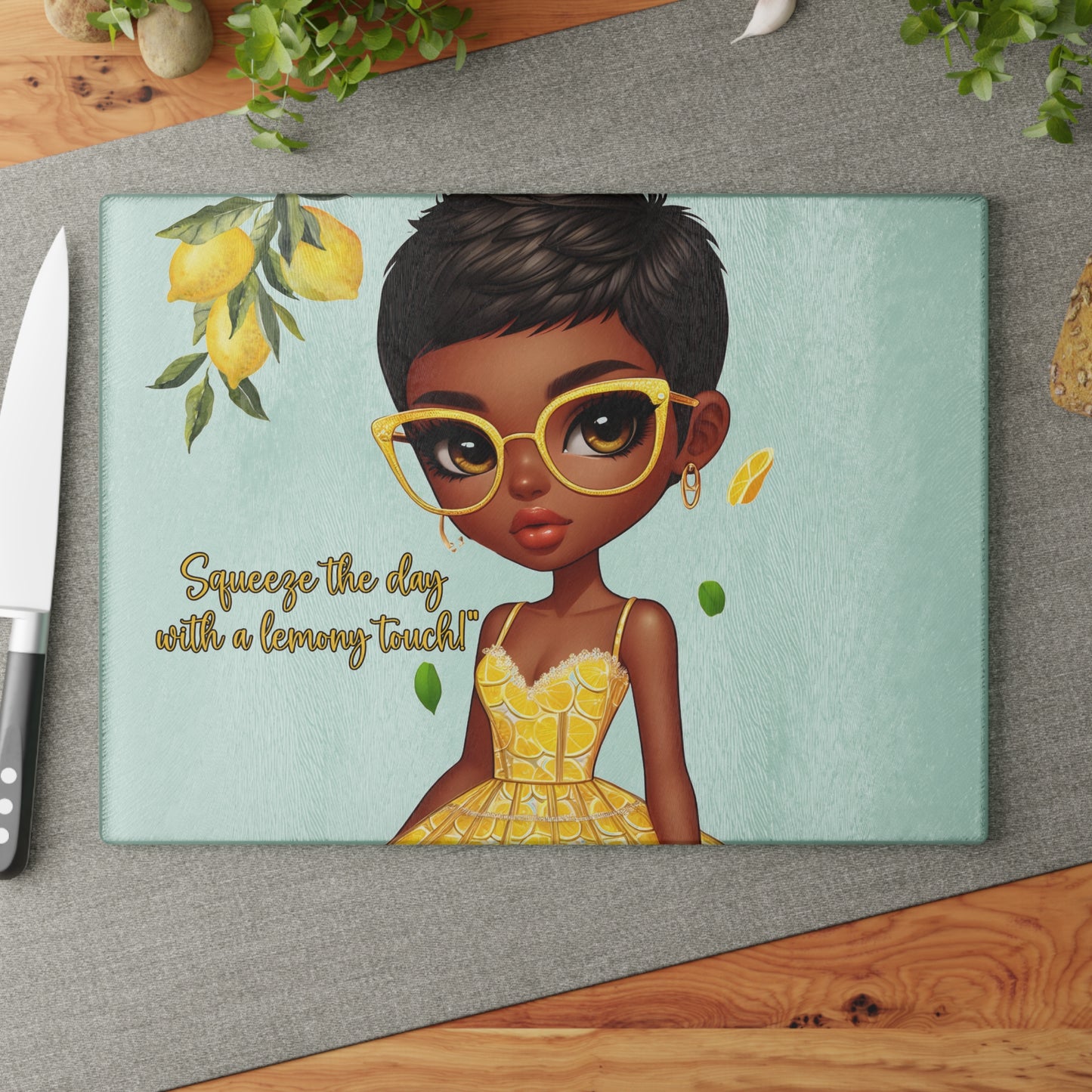 Glass Cutting Board - Velvet's View: The Lemon Delight Collection 2013