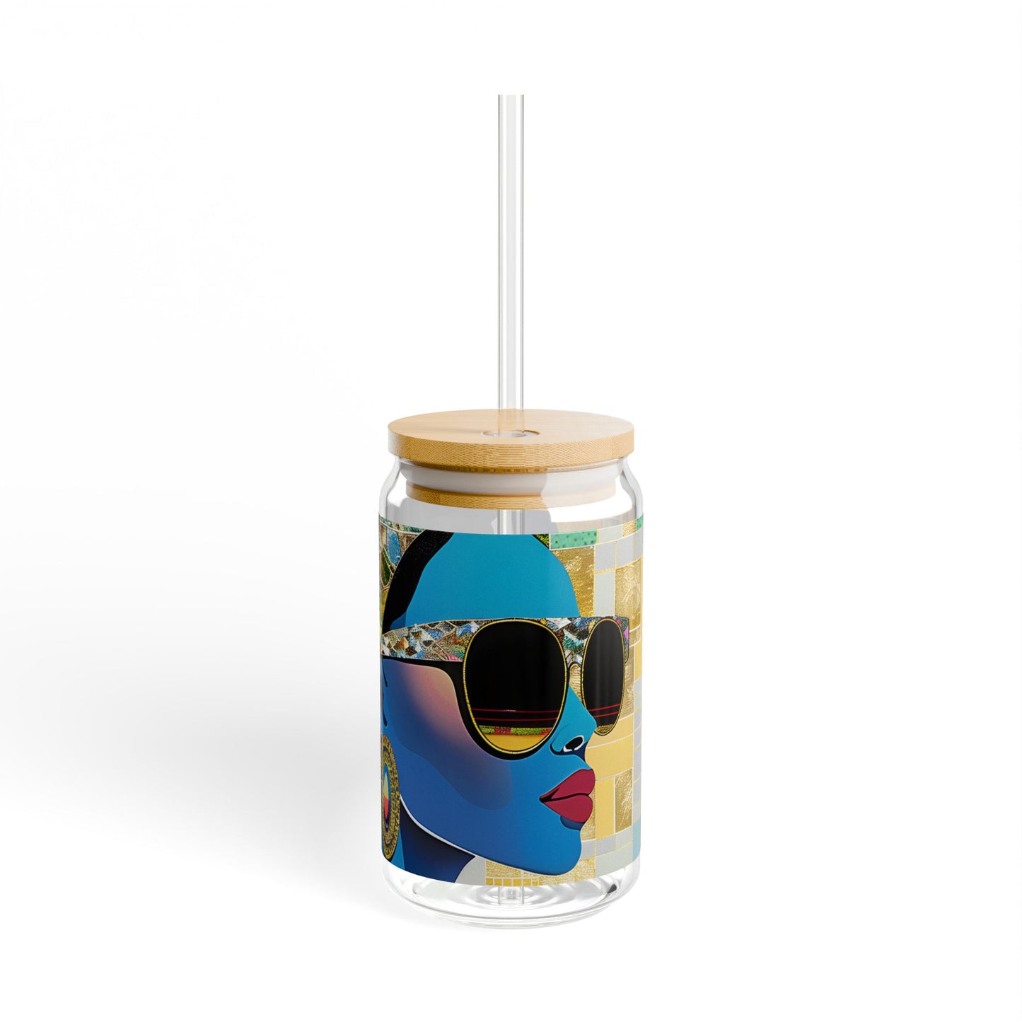 Sipper Glass - Black Girl Art - Velvet's View - Vibrant Visions - The Bohemian Collection - 16oz