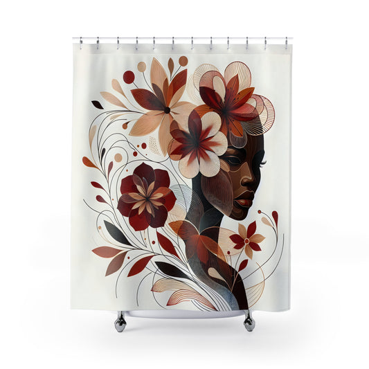 Shower Curtains - Black Girl Art - Velvet's View - Floral Whispers 4012