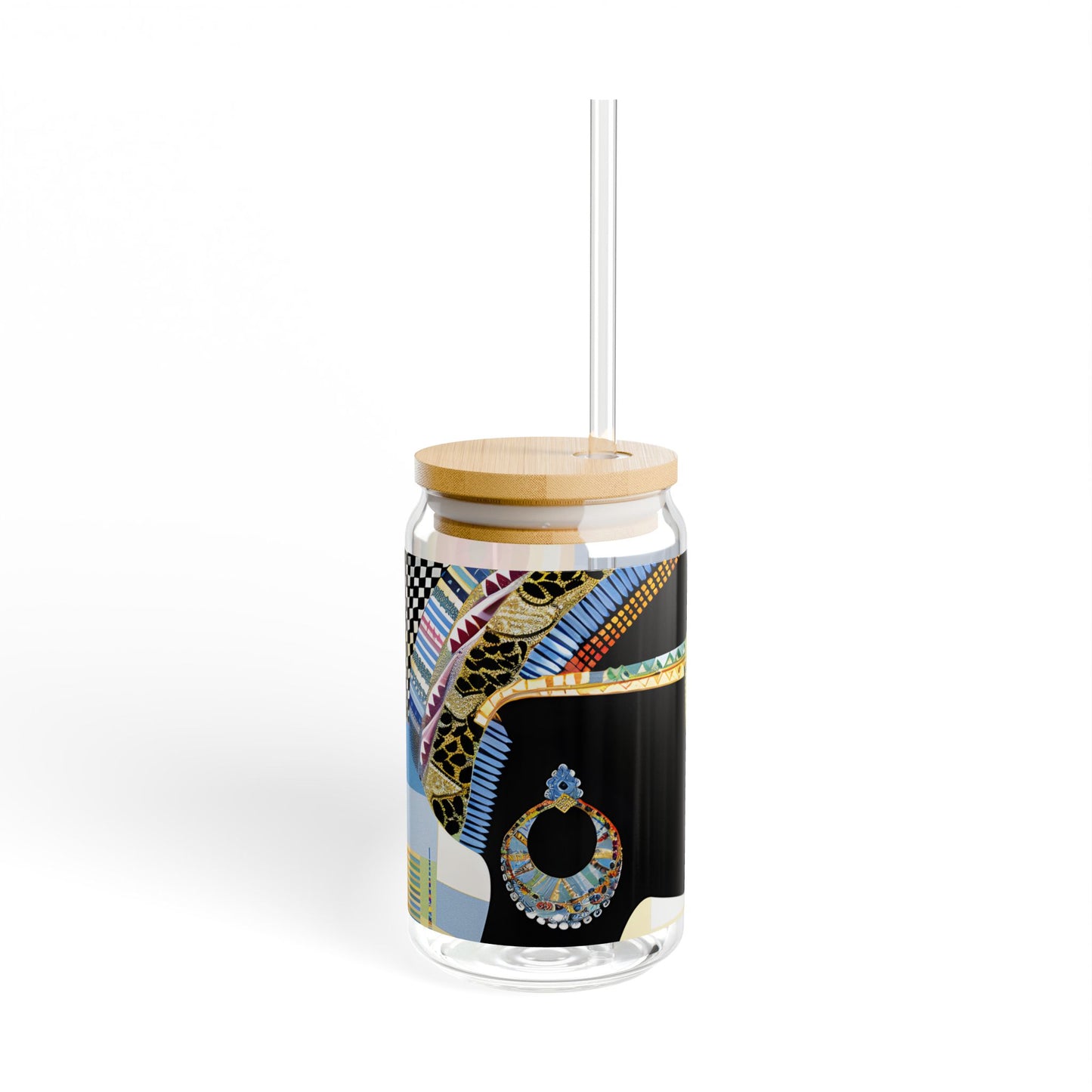 Sipper Glass - Black Girl Art - Velvet's View - Vibrant Visions - The Bohemian Collection - 16oz