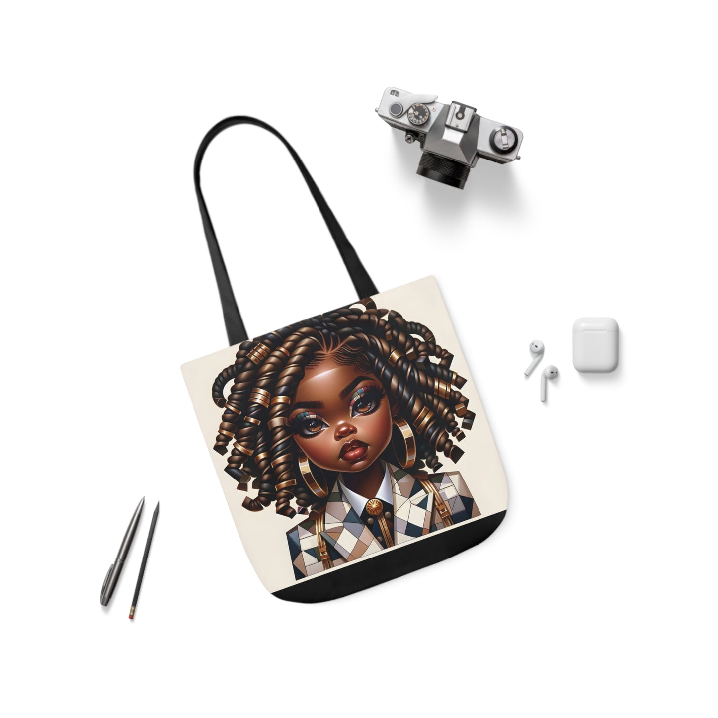 Canvas Tote Bag, 5-Color Straps - Regal Radiance: Tote Art Collection - #2011A