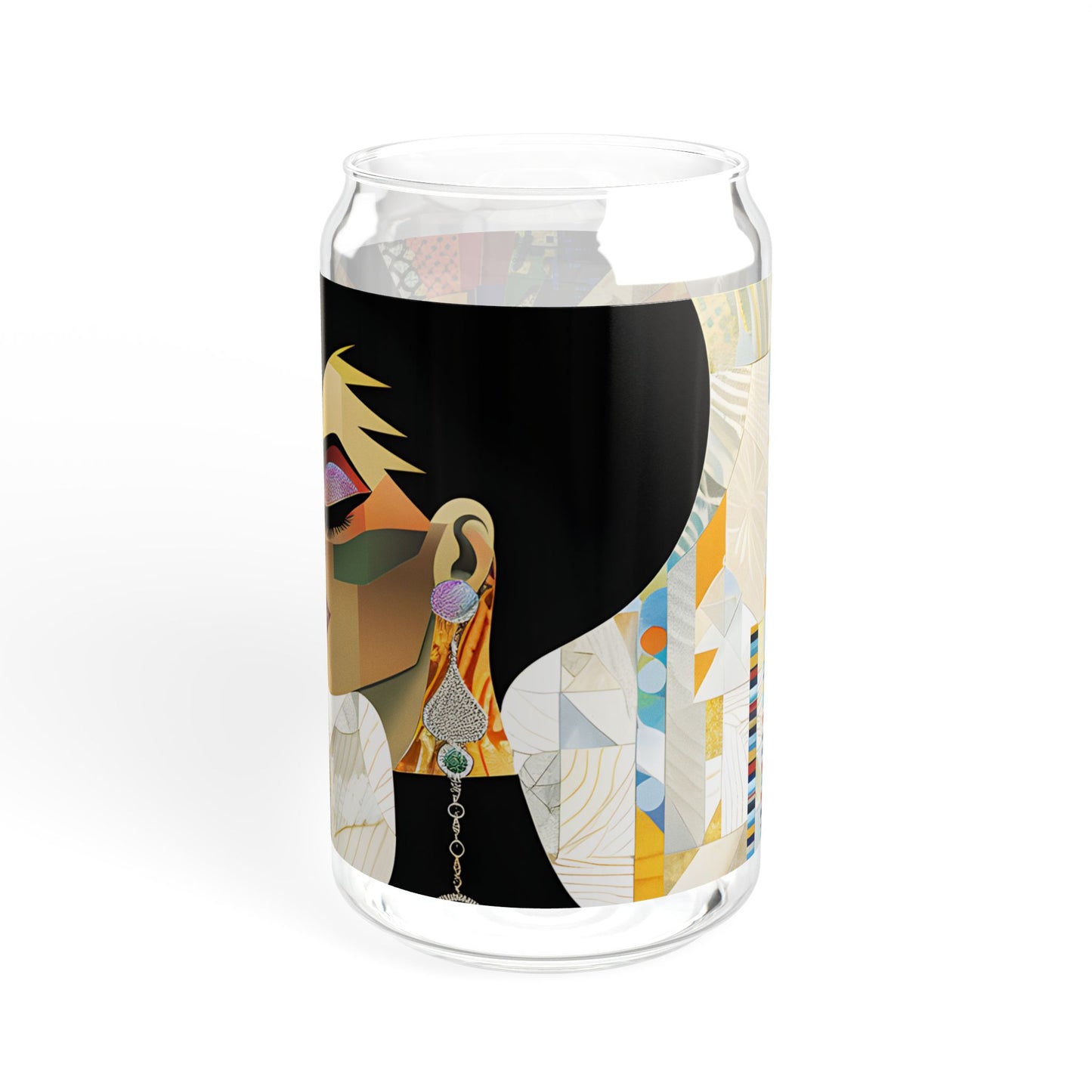 Sipper Glass - Black Girl Art - Velvet's View - Vibrant Visions - The Bohemian Collection - 16oz