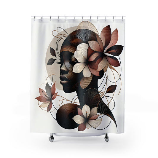 Shower Curtains - Black Girl Art - Velvet's View - Floral Whispers 4017