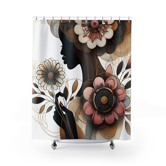 Shower Curtains - Black Girl Art - Velvet's View - Floral Whispers 4016