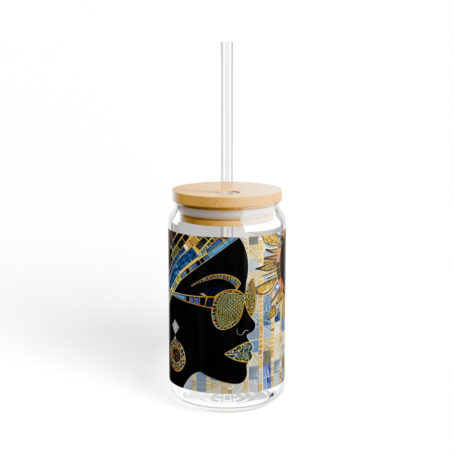 Sipper Glass - Black Girl Art - Velvet's View - Vibrant Visions - The Bohemian Collection - 16oz