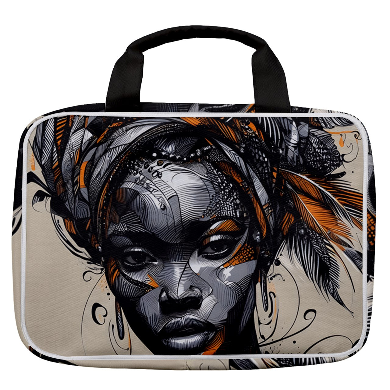 AfroFuturistic Elegance Collection: Travel Toiletry Bag With Hanging Hook - #2012
