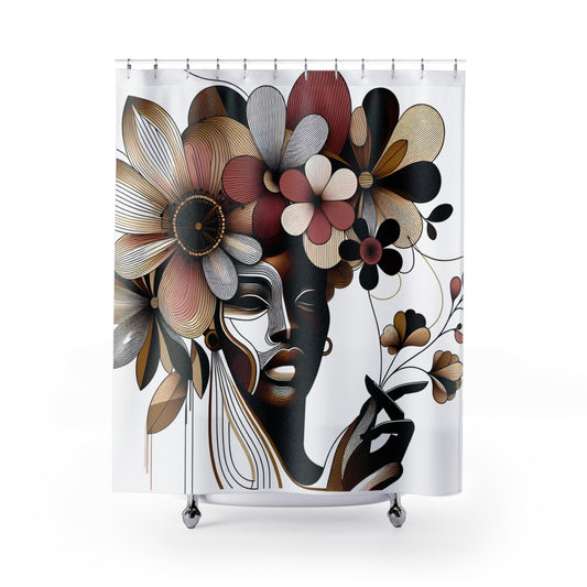Shower Curtains - Black Girl Art - Velvet's View - Floral Whispers 4011