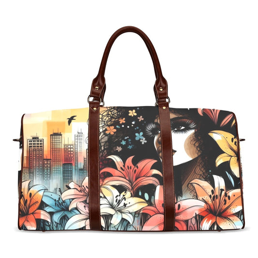 Waterproof Travel Bag/Large - Velvet's View - Urban Blossoms - Vibrant Cityscapes and Floral Dreams Collection - (Model 1639)