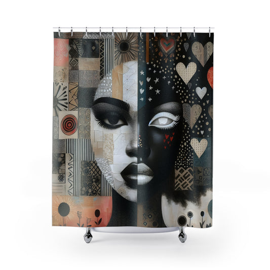 Shower Curtain  - Black Girl Art - Velvet's View - Heartfelt Reflections Collection -- #2019