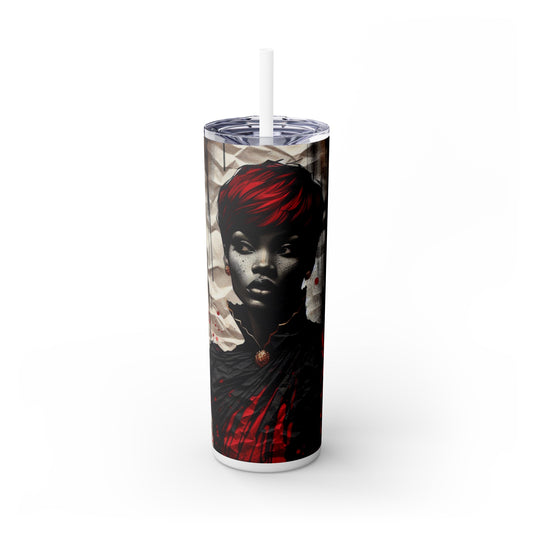 Bold Expressions: A Red and Black Journey - Skinny Tumbler with Straw, 20oz - #2014