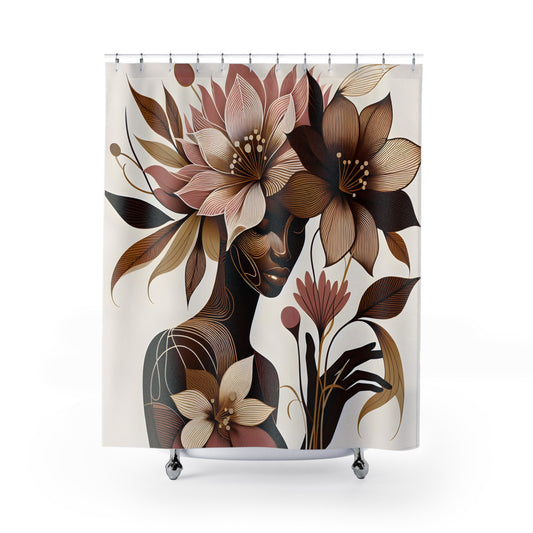 Shower Curtains - Black Girl Art - Velvet's View - Floral Whispers 4015