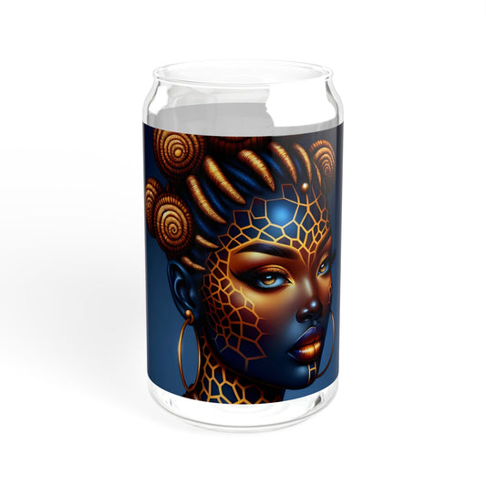Sipper Glass - Black Girl Art - Velvet's View - Regal Radiance Collection - 16oz