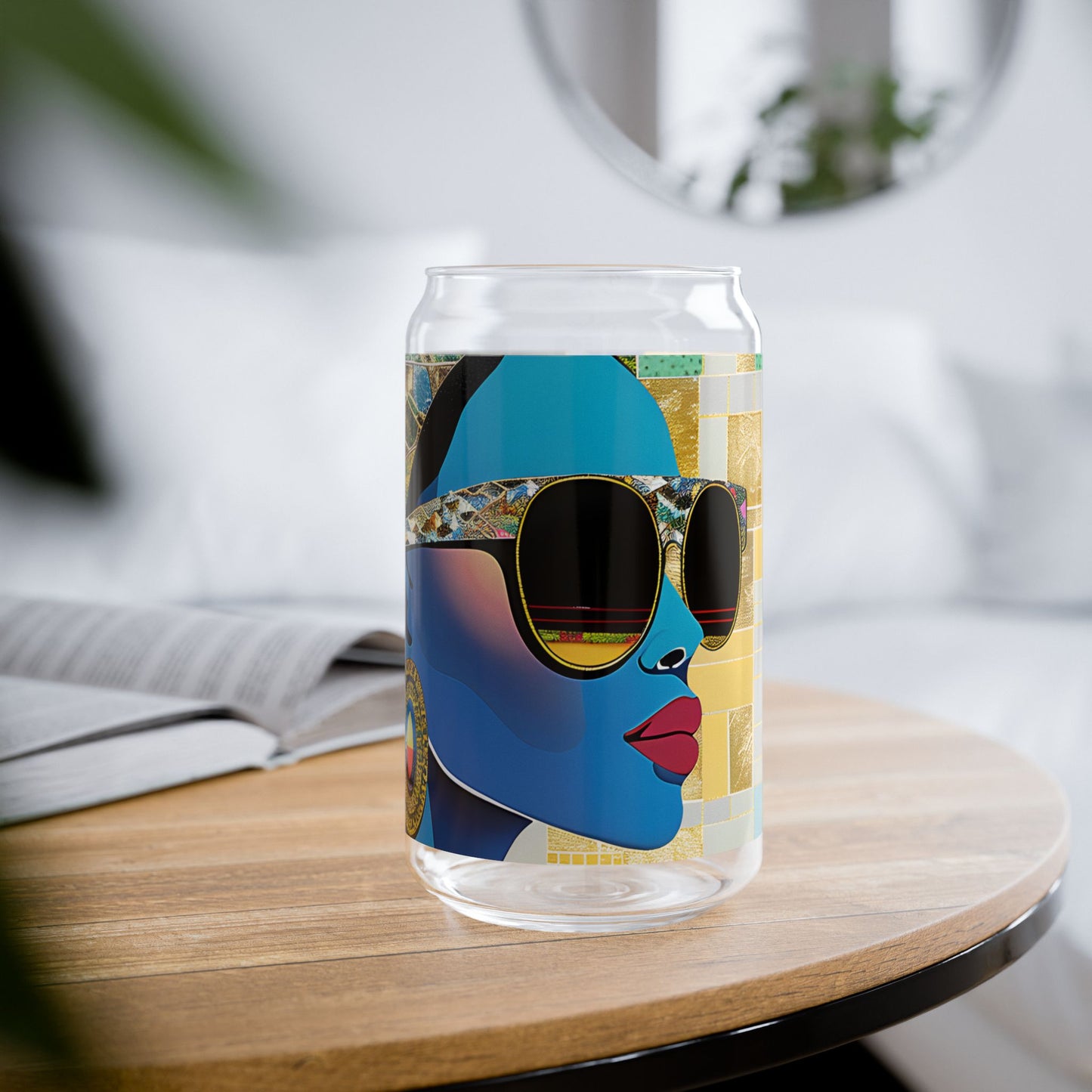 Sipper Glass - Black Girl Art - Velvet's View - Vibrant Visions - The Bohemian Collection - 16oz