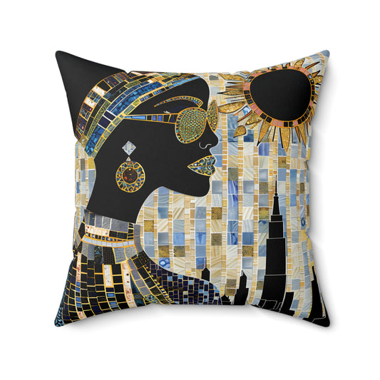 Spun Polyester Square Pillow  - Black Girl Art - Velvet's View - Vibrant Visions - The Bohemian Collection