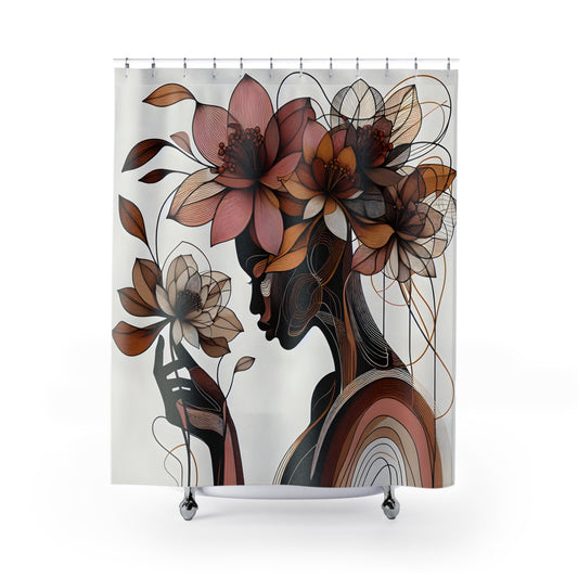Shower Curtains - Black Girl Art - Velvet's View - Floral Whispers 4014