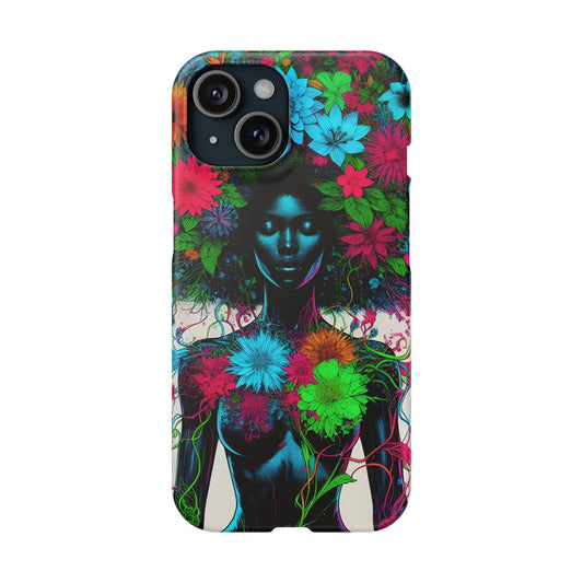 Slim Phone Cases - Black Girl Art - Velvet's View - Floral Fusion - The Essence of Nature and Beauty