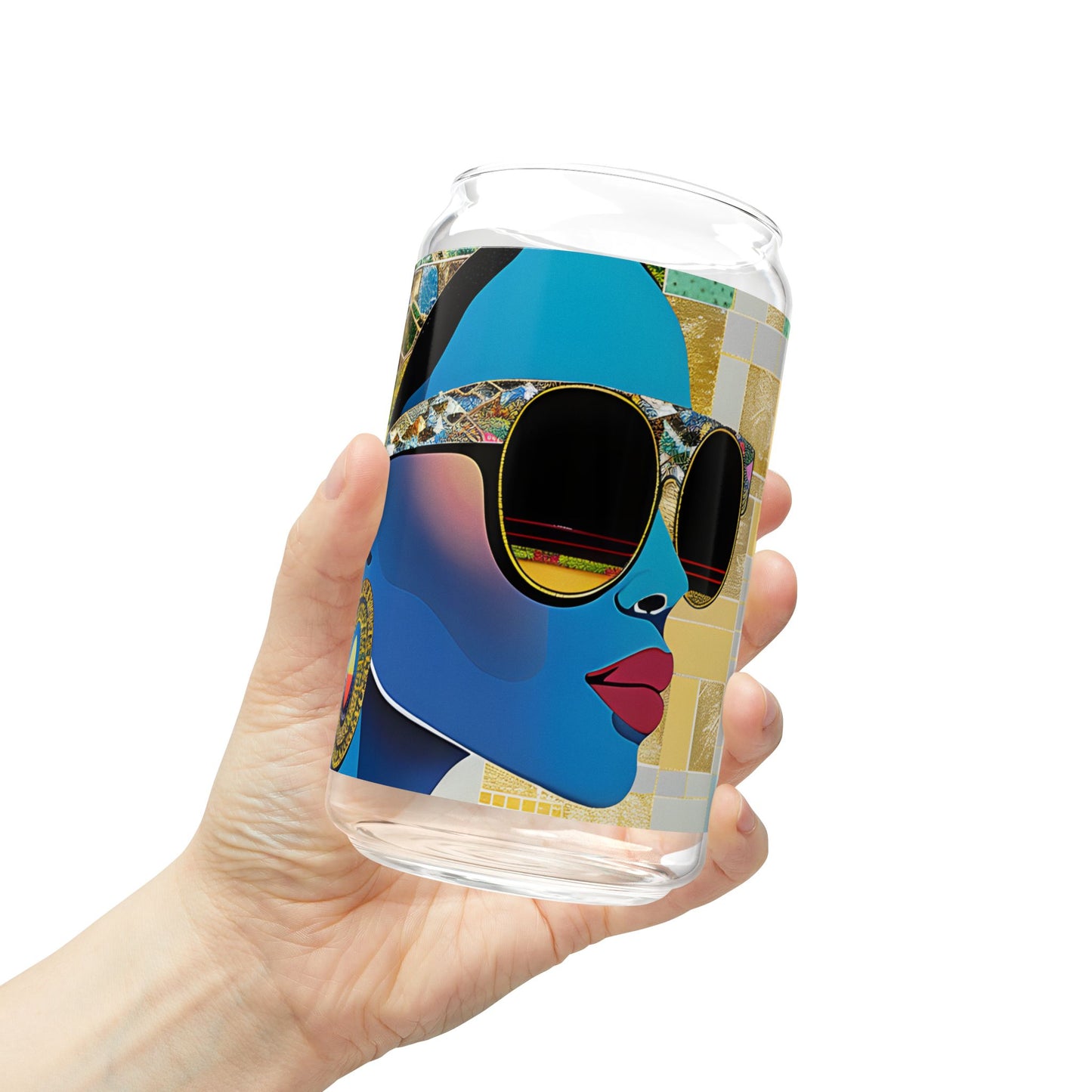 Sipper Glass - Black Girl Art - Velvet's View - Vibrant Visions - The Bohemian Collection - 16oz