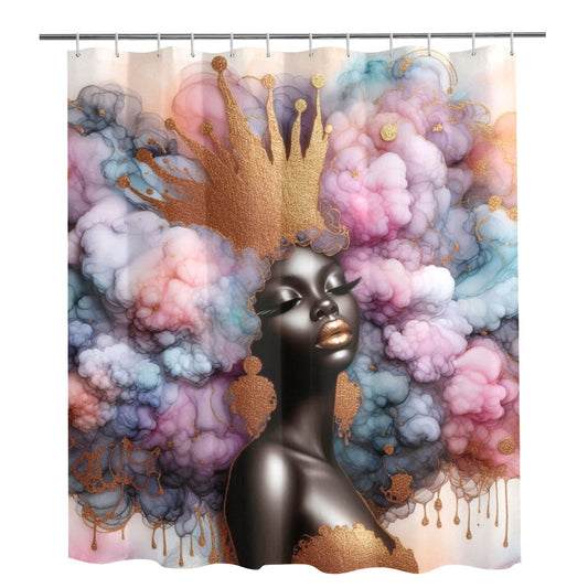 Afro Royalty Shower Curtain Collection – Black Queen Art Bathroom Decor by Velvet's View - 18228315