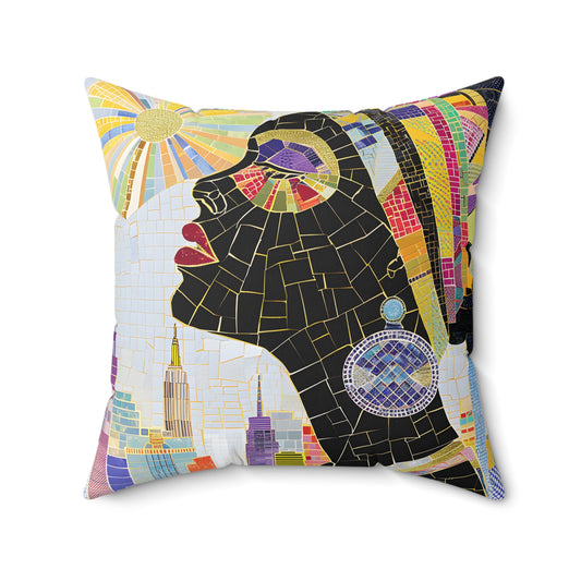 Spun Polyester Square Pillow  - Black Girl Art - Velvet's View - Vibrant Visions - The Bohemian Collection