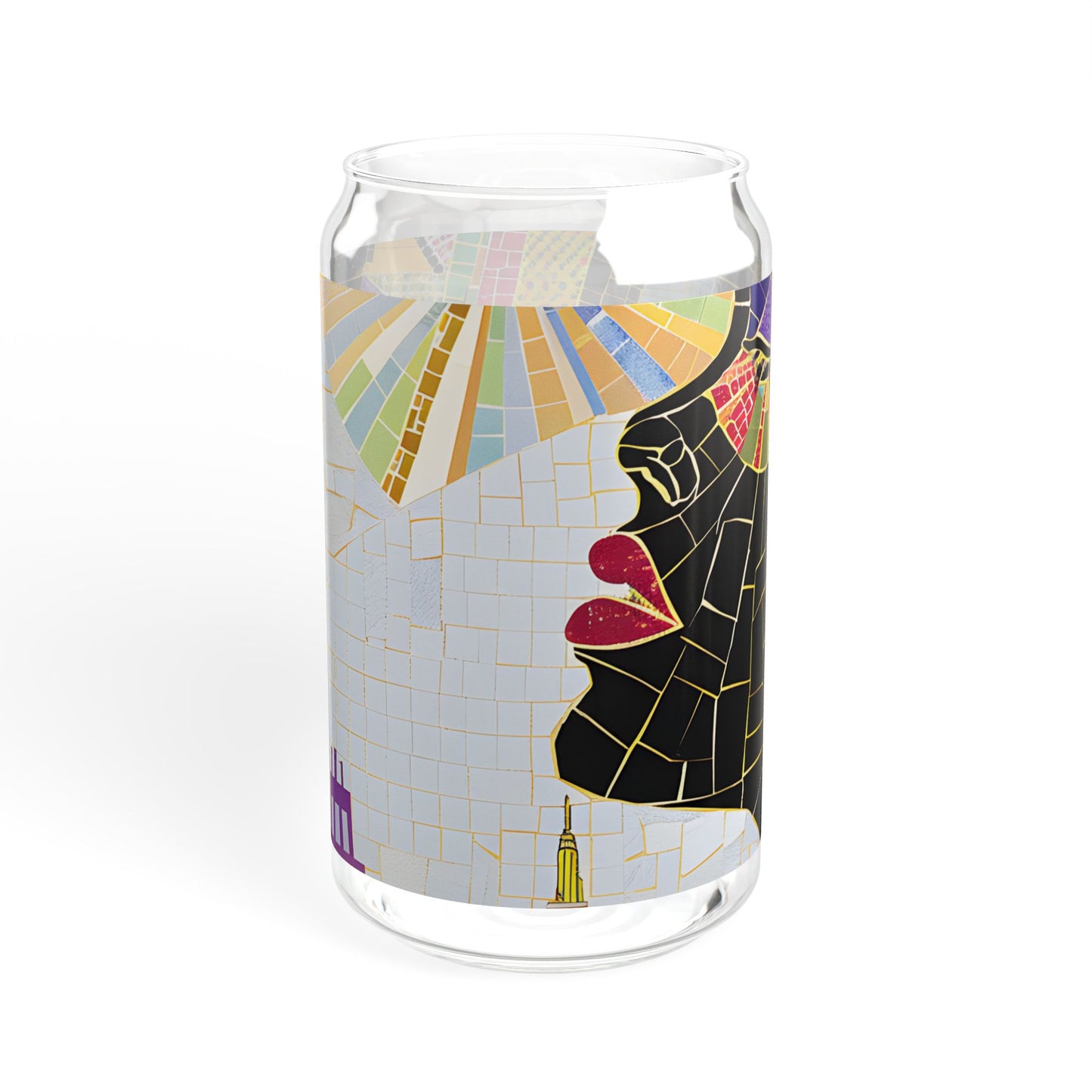 Sipper Glass - Black Girl Art - Velvet's View - Vibrant Visions - The Bohemian Collection - 16oz