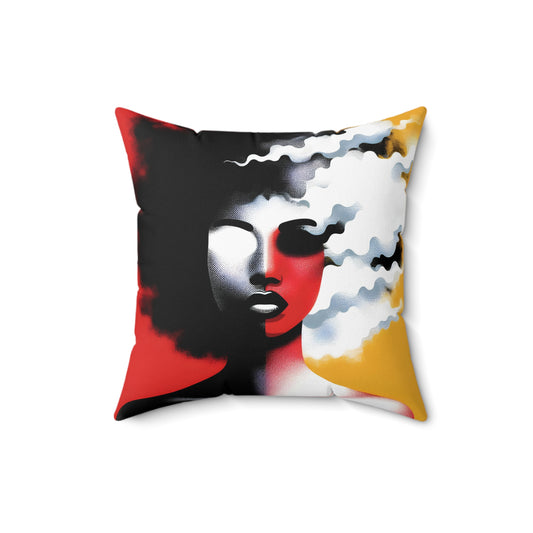 Spun Polyester Square Pillow   - Black Girl Art - Velvet's View - Vibrant Visions Collection