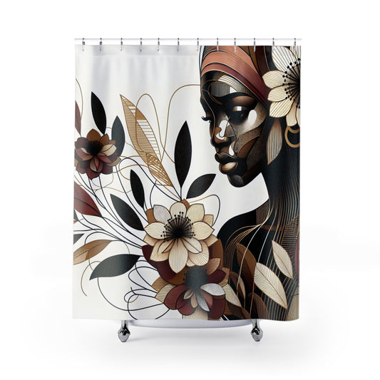 Shower Curtains - Black Girl Art - Velvet's View - Floral Whispers 4013