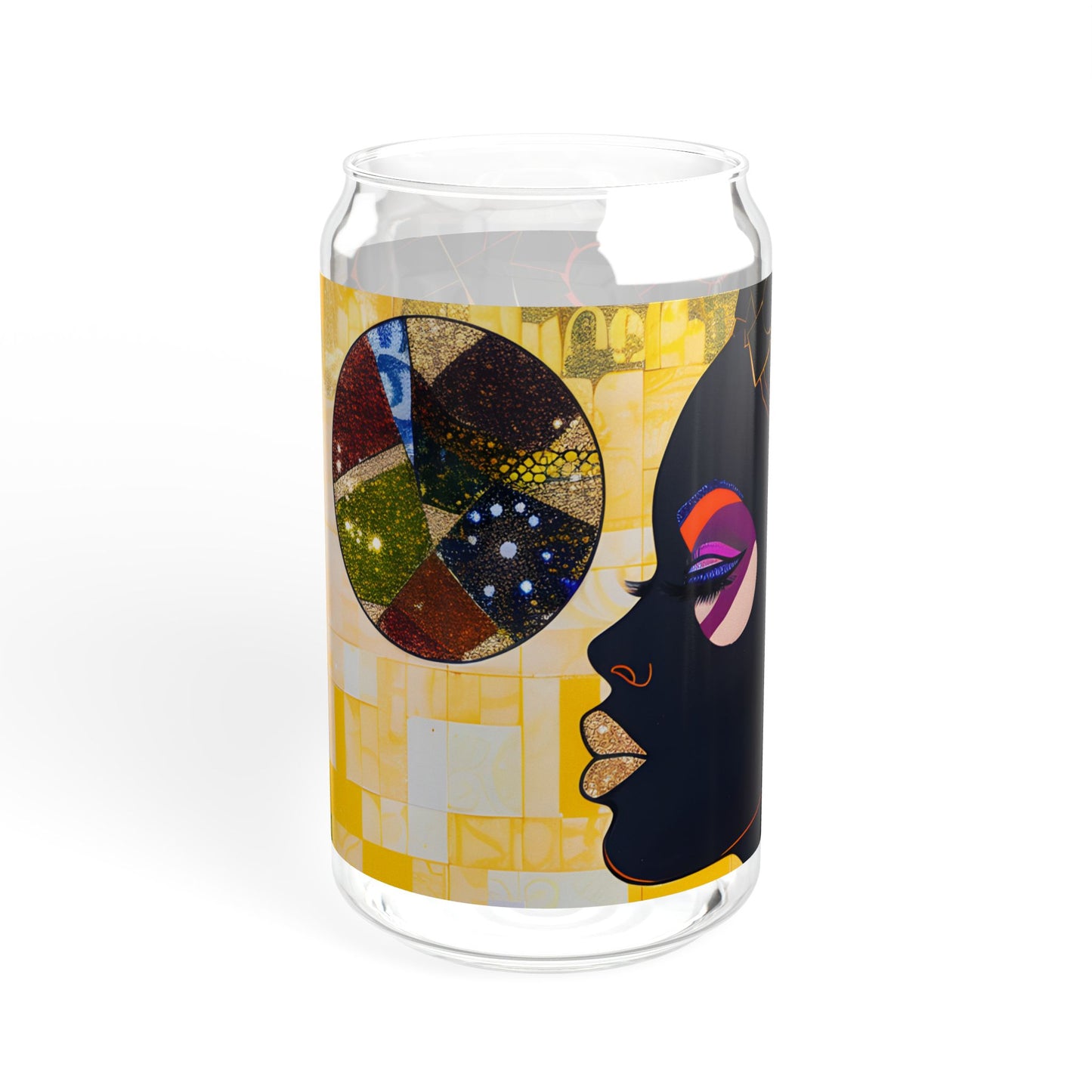 Sipper Glass - Black Girl Art - Velvet's View - Vibrant Visions - The Bohemian Collection - 16oz
