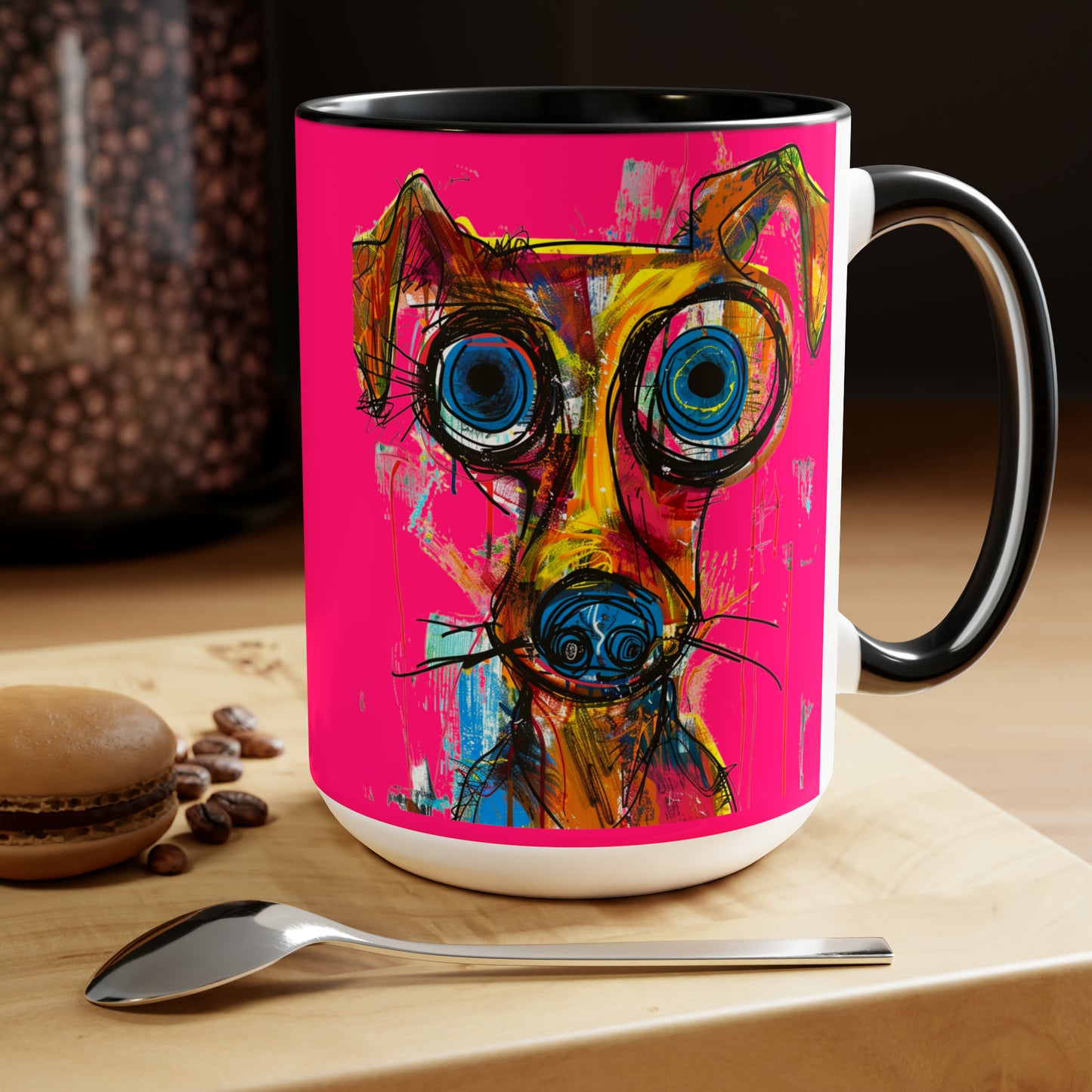 Funny Dog Two-Tone Coffee Mugs, 15oz
