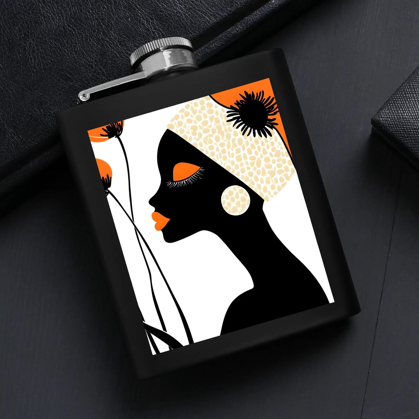 Hip Flask Set 7oz Black Stainless Steel with A Gift Box - Velvet's View - Elegant Silhouettes - A Tribute to Timeless Beauty