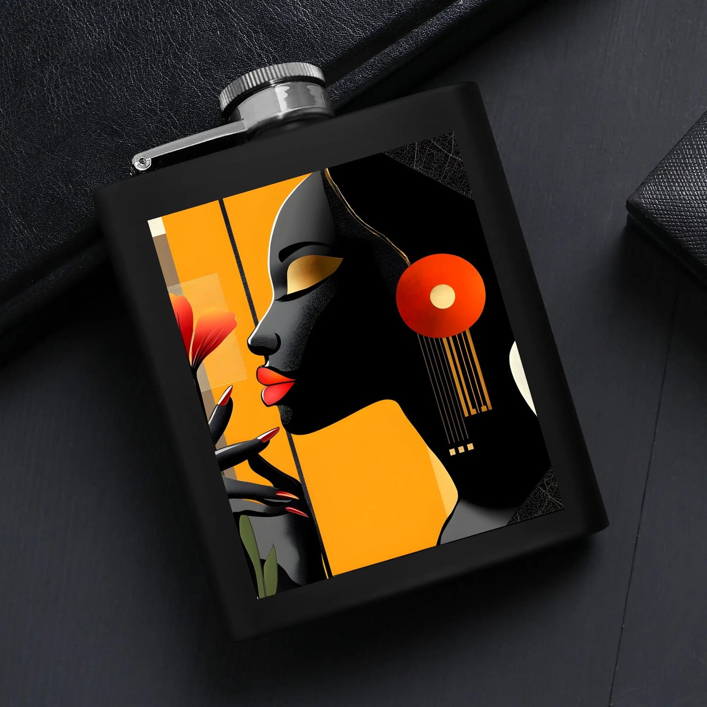 Hip Flask Set 7oz Black Stainless Steel with A Gift Box - Velvet's View - Elegant Silhouettes - A Tribute to Timeless Beauty