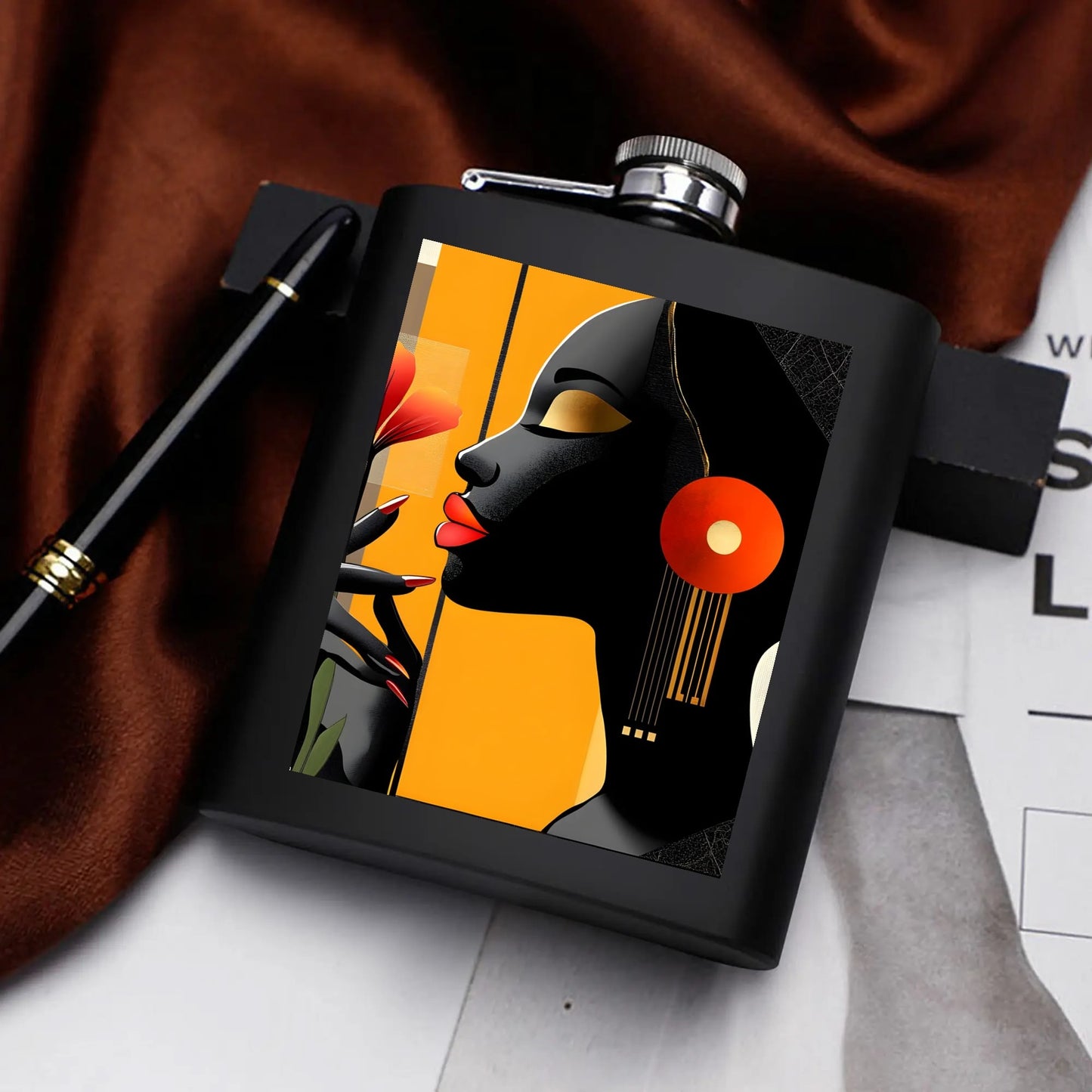 Hip Flask Set 7oz Black Stainless Steel with A Gift Box - Velvet's View - Elegant Silhouettes - A Tribute to Timeless Beauty