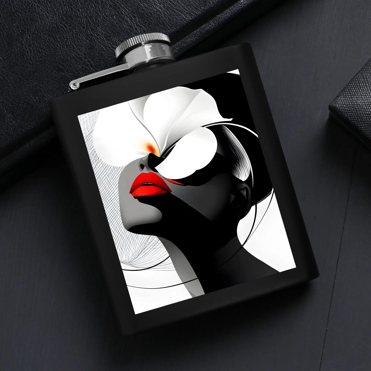 Hip Flask Set 7oz Black Stainless Steel with A Gift Box - Velvet's View - Elegant Silhouettes - A Tribute to Timeless Beauty