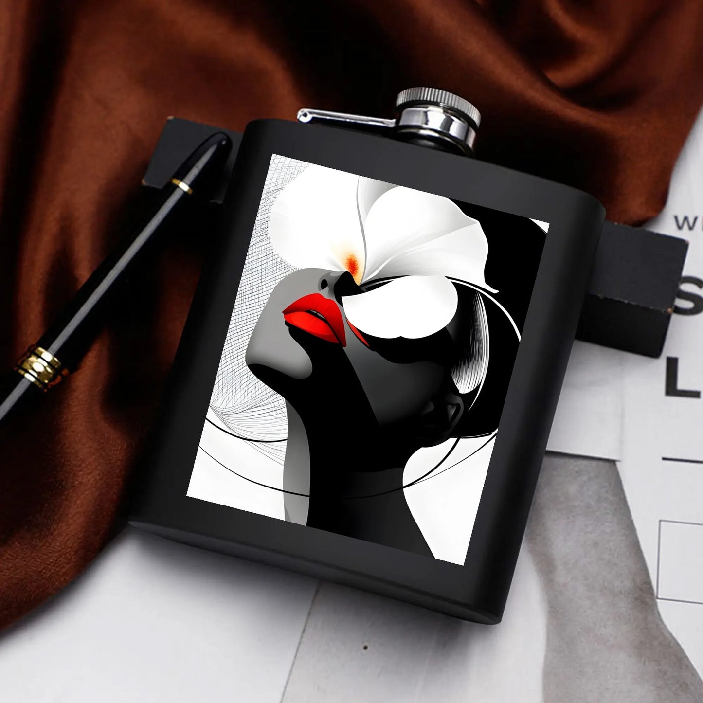 Hip Flask Set 7oz Black Stainless Steel with A Gift Box - Velvet's View - Elegant Silhouettes - A Tribute to Timeless Beauty