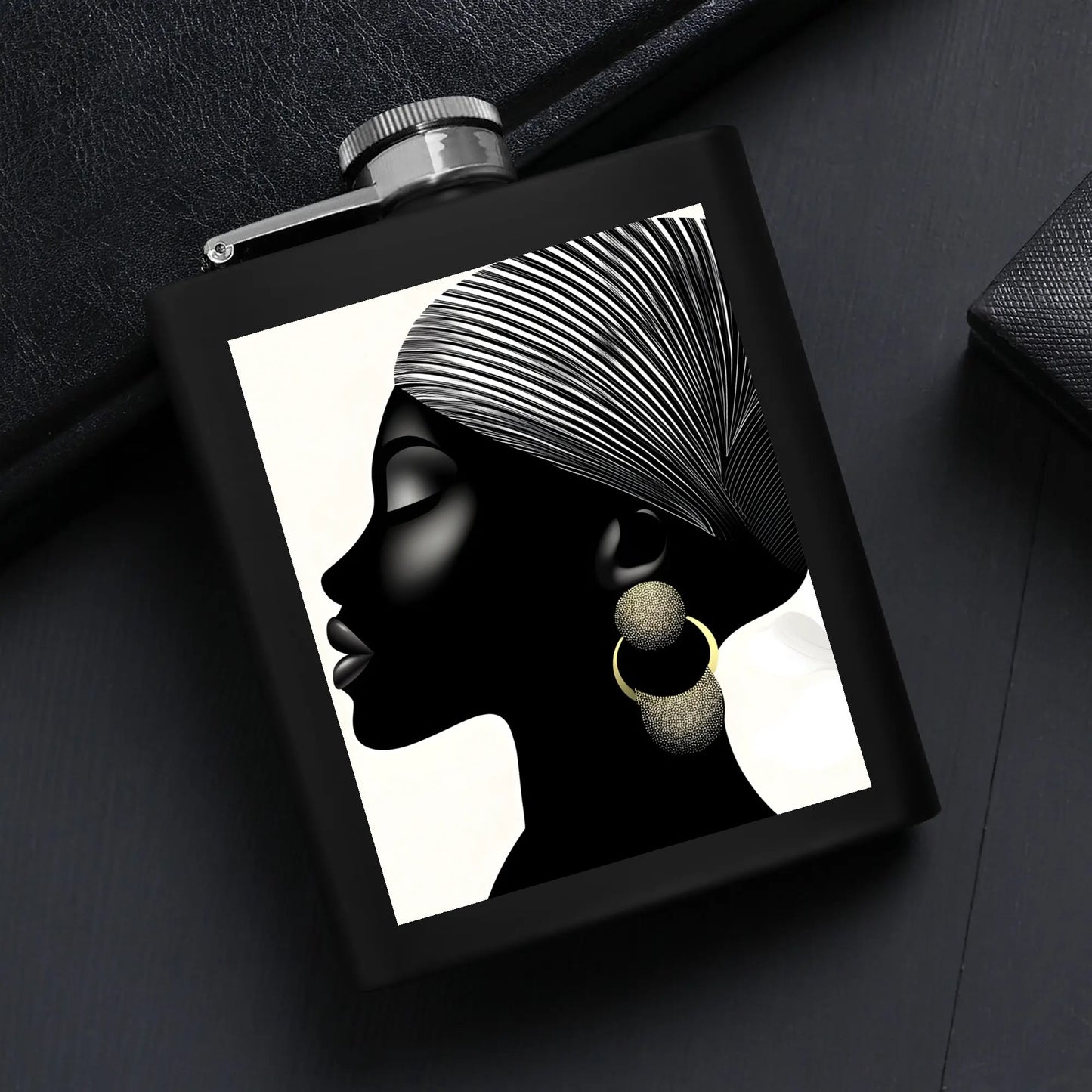 Hip Flask Set 7oz Black Stainless Steel with A Gift Box - Velvet's View - Elegant Silhouettes - A Tribute to Timeless Beauty