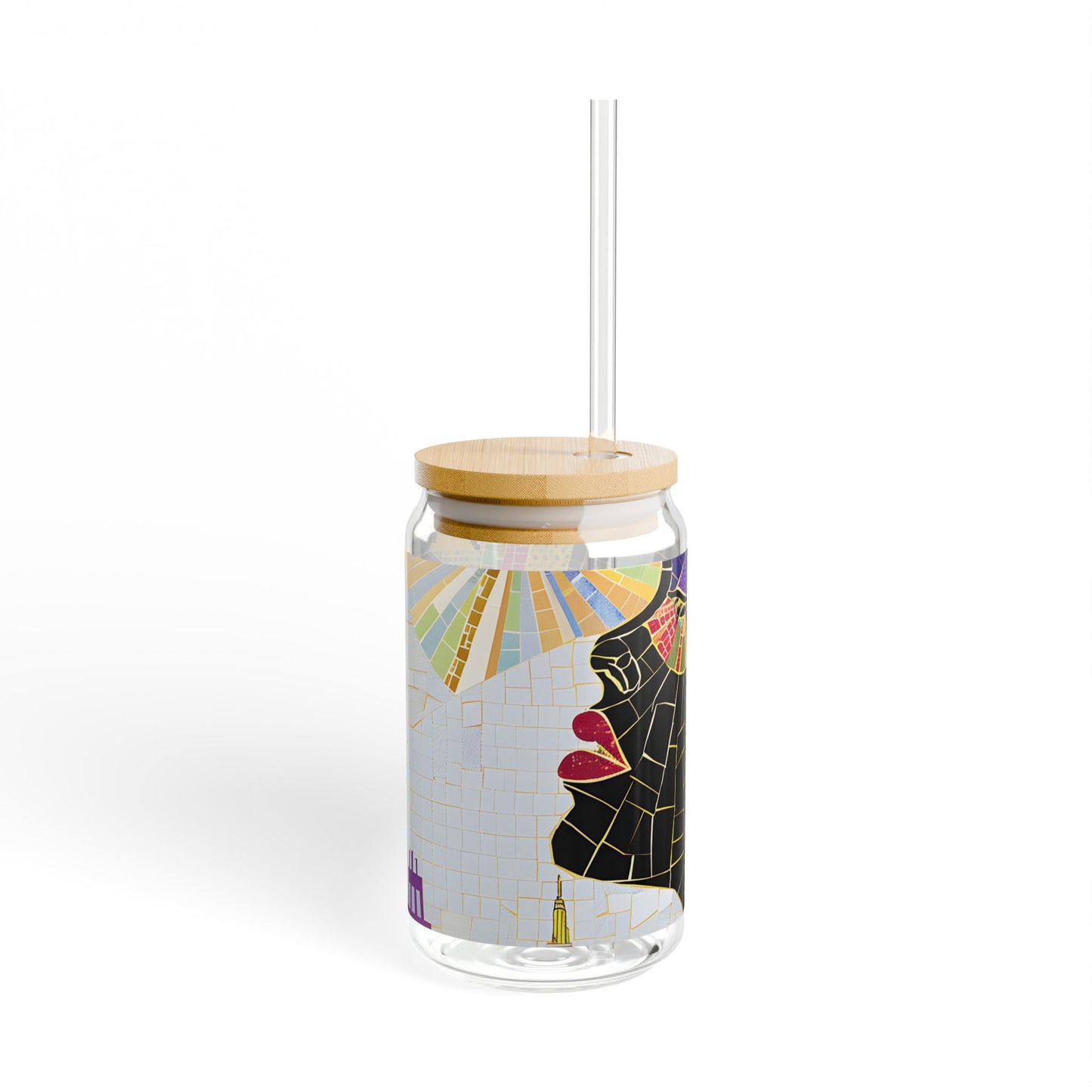 Sipper Glass - Black Girl Art - Velvet's View - Vibrant Visions - The Bohemian Collection - 16oz