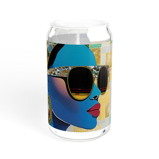Sipper Glass - Black Girl Art - Velvet's View - Vibrant Visions - The Bohemian Collection - 16oz