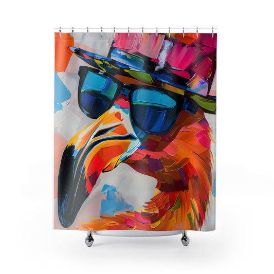 Shower Curtains - Black Girl Art - Velvet's View - Funky Flamingos Collection 609