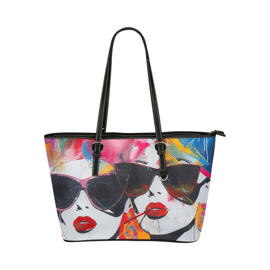 Fashion Queens: A Digital Art Collection - Leather Tote Bag/Large (Model 1651) - #2012 Leather Tote Bag/Large (Model 1651)