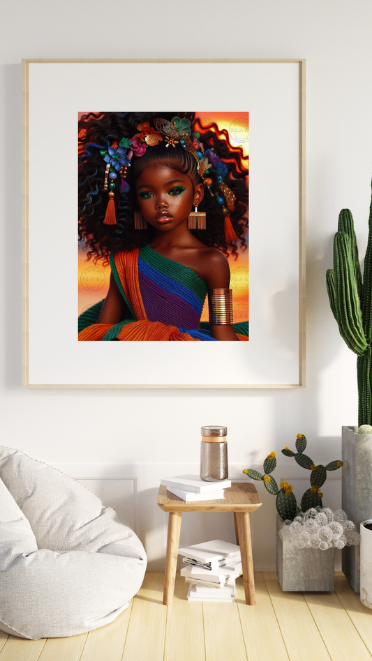 Black Girl Art - Kids Digital Art - Sunset Serenade - Velvets View's Radiant Collection 410