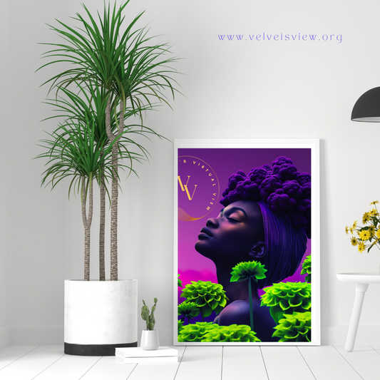Black Girl Art – Female Digital Prints - Velvet's View – Floral Reverie