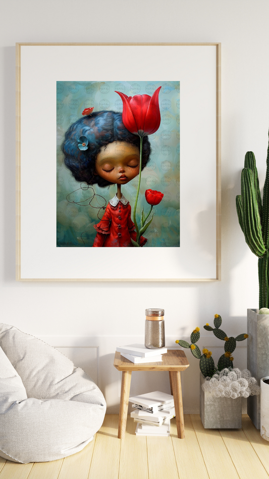 Black Girl Art - Kids Digital Art - Velvet's View - Tressa and Her Tulips 1027