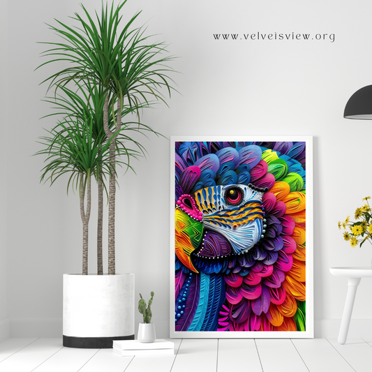 Black Girl Art – Animal Digital Prints - Velvet's View – Vibrant Parrot Paradise: Neon Feathered Beauties