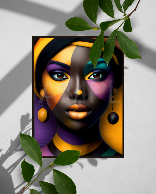 Afro Modern Majesty: Bold Digital Portraits of African Women in Geometric Color Patterns – Velvet’s View Exclusive - hfb852314