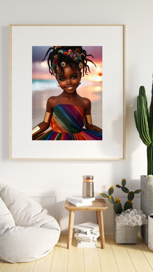 Black Girl Art - Kids Digital Art - Sunset Serenade - Velvets View's Radiant Collection 411