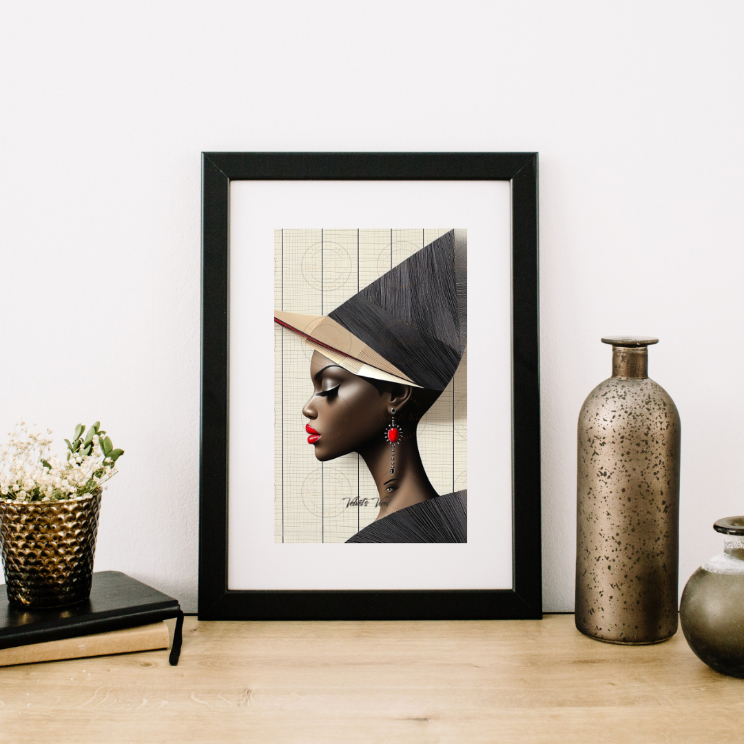 Black Girl Art  - Velvets View Digital Art - Elegance in Perspective: Where Bold Lines Meet Timeless Sophistication 412