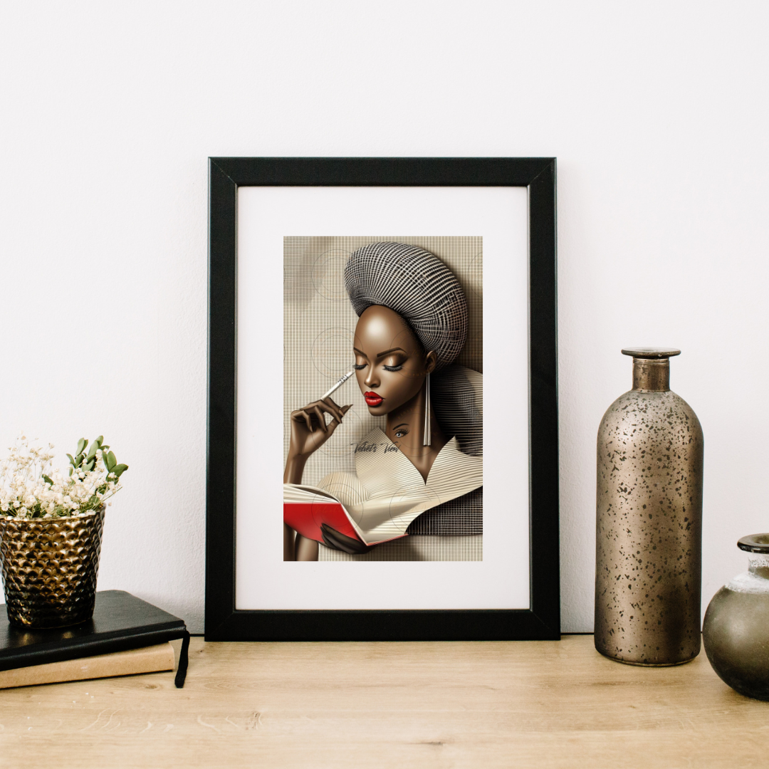 Black Girl Art  - Velvets View Digital Art - Elegance in Perspective: Where Bold Lines Meet Timeless Sophistication 411